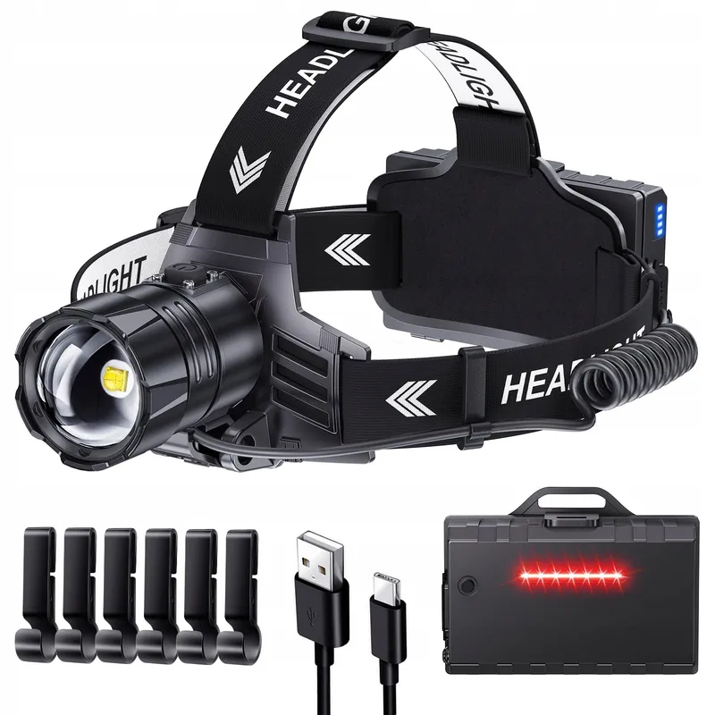 GLARYLIGHT LED Hoofdlamp 120000 Lumen 5 Modi IPX7 Waterdicht — foto 1