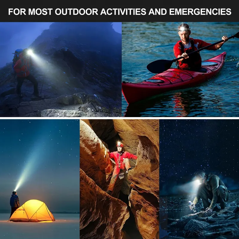 PEAKRO LED Hoofdlamp 90000 Lumen USB Camping Fietsen Vissen — foto 7