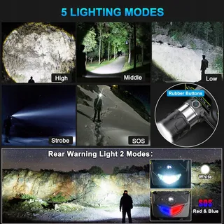 PEAKRO LED Hoofdlamp 90000 Lumen USB Camping Fietsen Vissen — miniatuur 3