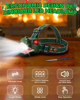 GOFIMYEE Dinosaurus Hoofdlamp Kinderen Verjaardag Kerstcadeau — miniatuur 2