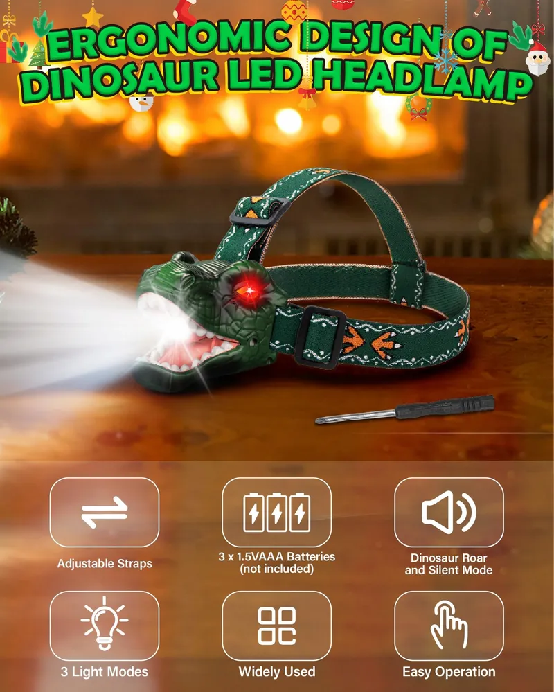 GOFIMYEE Dinosaurus Hoofdlamp Kinderen Verjaardag Kerstcadeau — foto 2