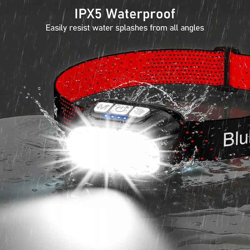 BLUKAR LED Hoofdlamp 2000L Dimbaar Sensor Rood Licht — foto 8
