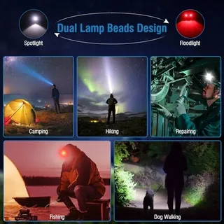 NGOKPYD LED Hoofdlamp Rood En Wit Licht Waterdicht 4 Standen — miniatuur 3