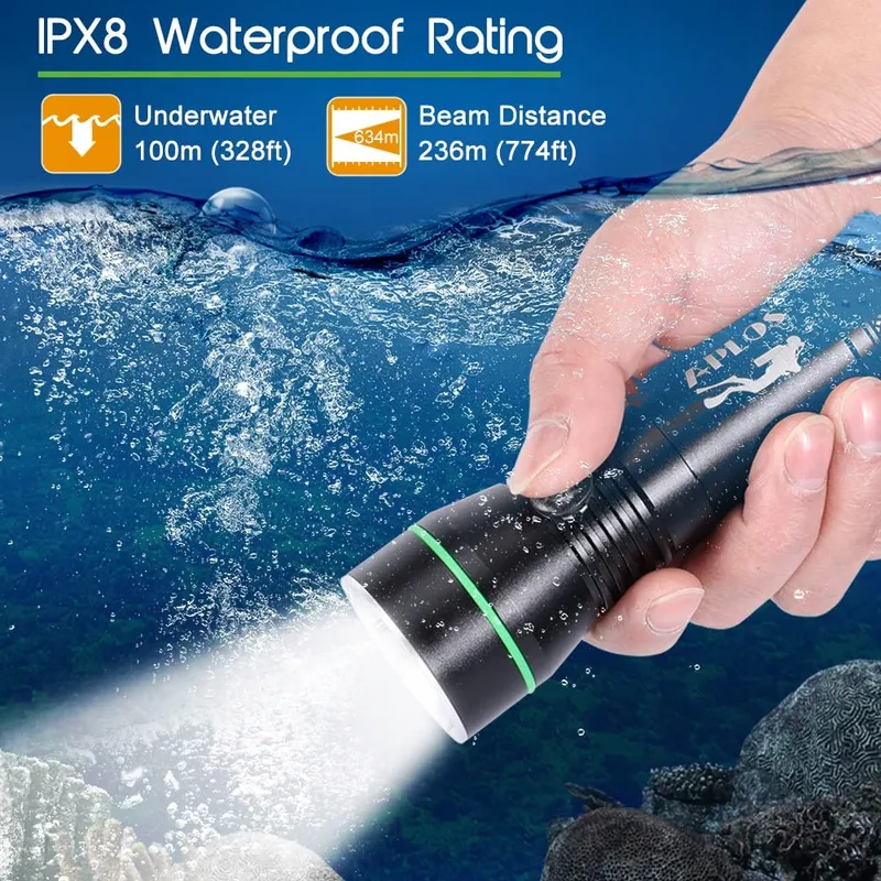 APLOS AP30 Duikzaklamp 3000lm IPX8 Waterdicht Professioneel — foto 4