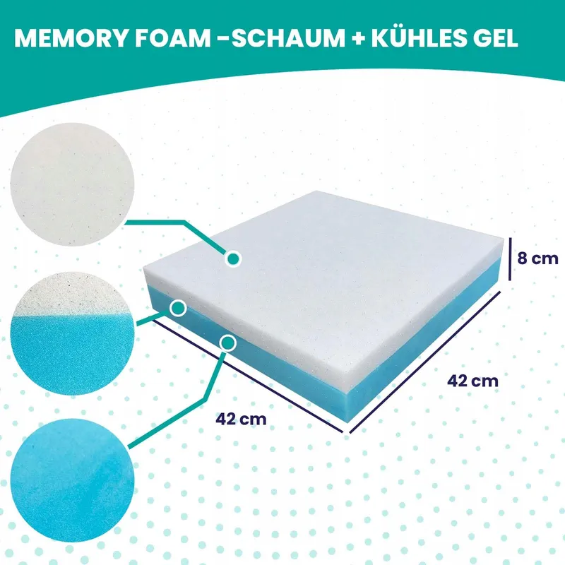 VALENTIA MEDICAL Orthopedisch Kussen Memory Foam HR 42x42x8cm — foto 3