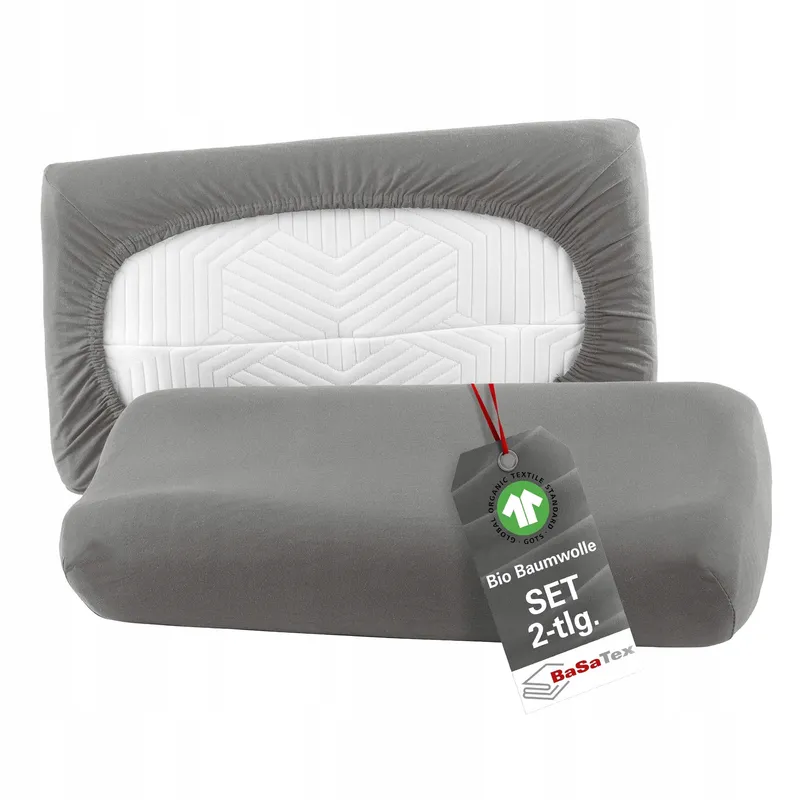 BASATEX Bio Kussenslopen 2 Stuks 40x60cm 45x65cm Katoen GOTS Antraciet — foto 1