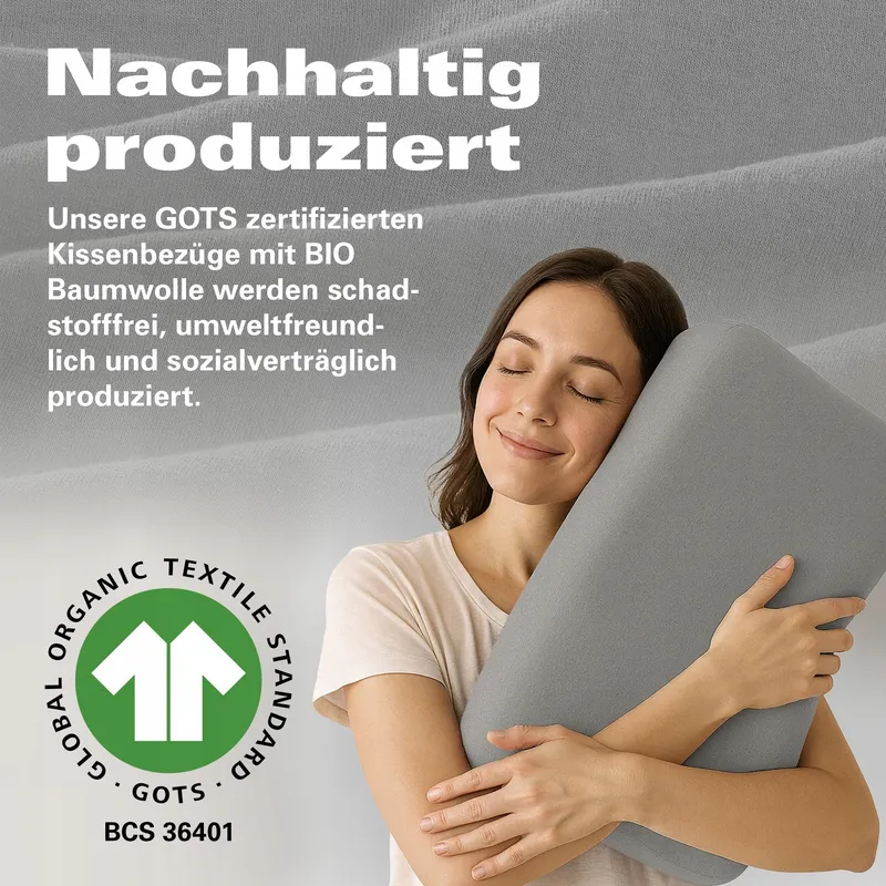 BASATEX Bio Kussenslopen 2 Stuks 40x60cm 45x65cm Katoen GOTS Antraciet — foto 6