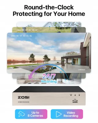 ZOSI 8CH 1080P Bewakingssysteem Zonder Harde Schijf 8x 2MP CCTV — miniatuur 5
