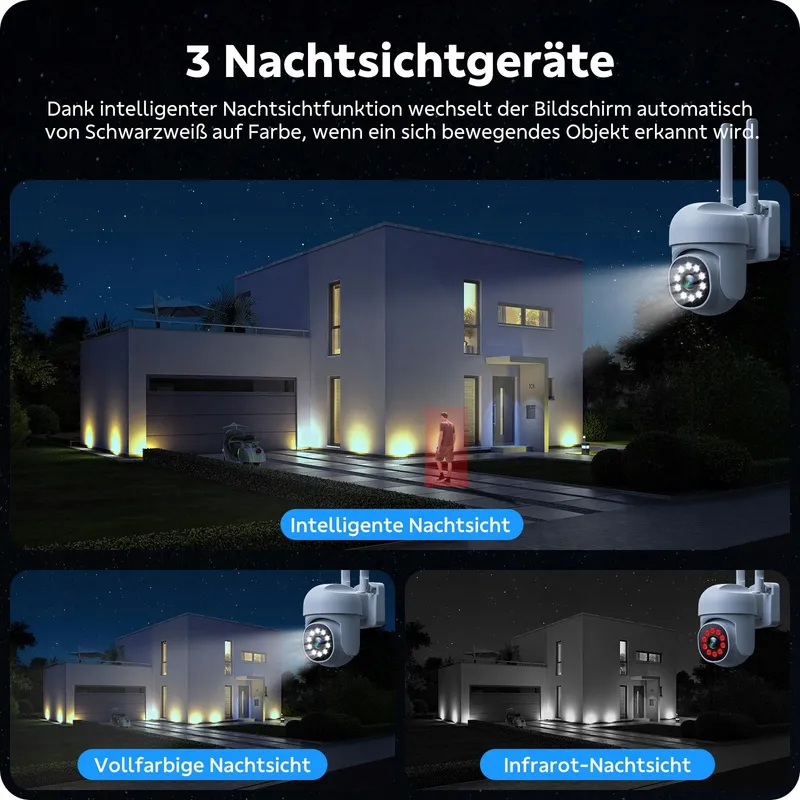 CAMPAMP Bewakingscamera Set WiFi 24/7 16CH NVR 500GB 2-weg Audio — foto 4
