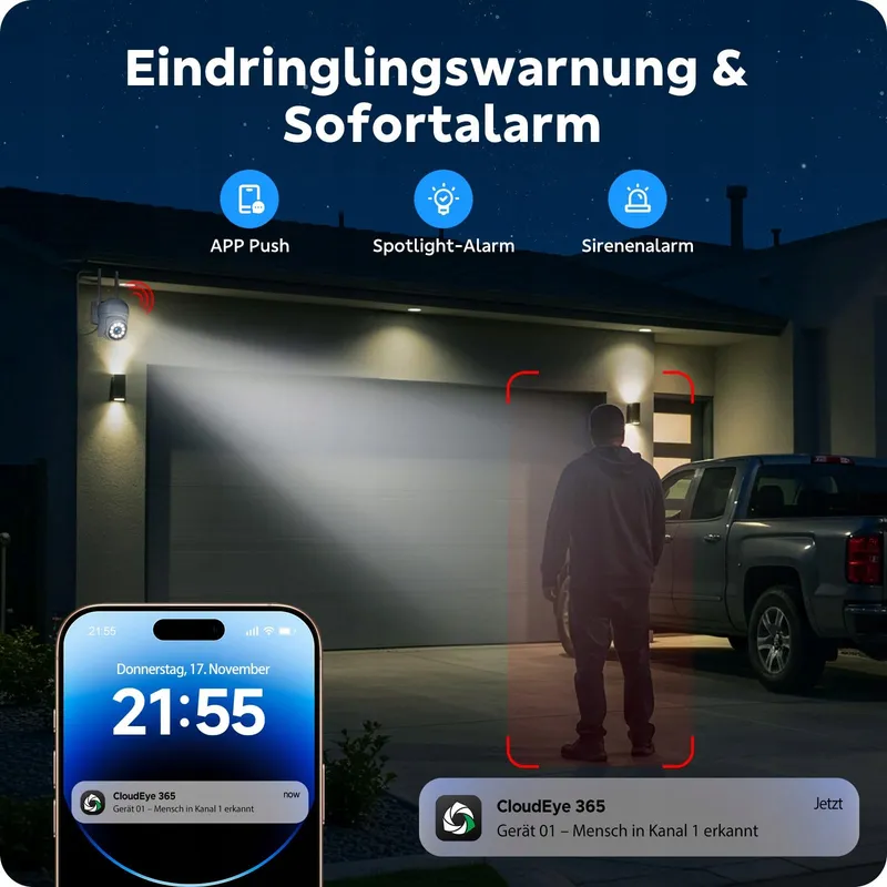 CAMPAMP Bewakingscamera Set WiFi 24/7 16CH NVR 500GB 2-weg Audio — foto 6