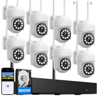 CAMPAMP Bewakingscamera Set WiFi 24/7 16CH NVR 500GB 2-weg Audio — miniatuur 1