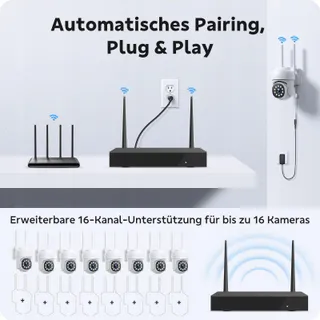 CAMPAMP Bewakingscamera Set WiFi 24/7 16CH NVR 500GB 2-weg Audio — miniatuur 5