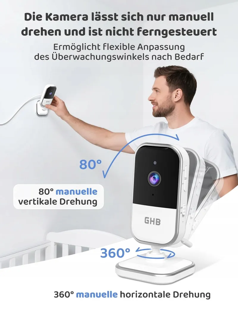 GHB Babyfoon Camera 5" 720P 5000mAh VOX Zoom Nachtzicht Audio — foto 5