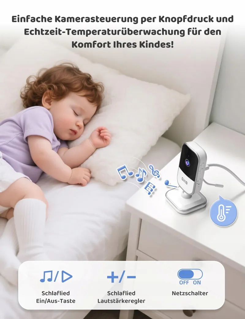 GHB Babyfoon Camera 5" 720P 5000mAh VOX Zoom Nachtzicht Audio — foto 9
