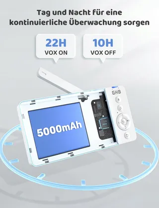 GHB Babyfoon Camera 5" 720P 5000mAh VOX Zoom Nachtzicht Audio — miniatuur 3