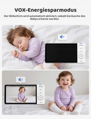 GHB Babyfoon Camera 5" 720P 5000mAh VOX Zoom Nachtzicht Audio — miniatuur 4
