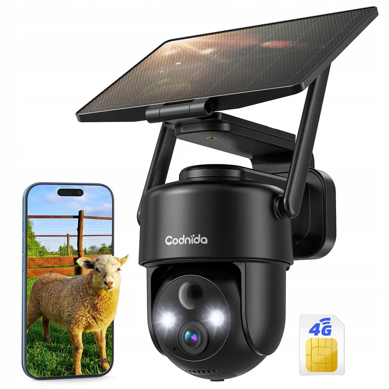 CODNIDA 4G LTE Bewakingscamera Buiten SIM 3MP HD 9000mAh IP65 PIR — foto 1