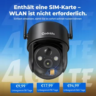 CODNIDA 4G LTE Bewakingscamera Buiten SIM 3MP HD 9000mAh IP65 PIR — miniatuur 2