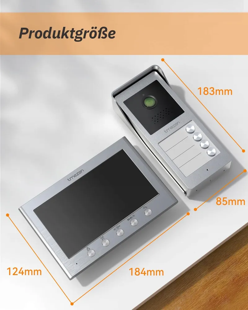 TMEZON Video-intercom 4-Gezinnen 7-Inch Monitor Camera HD 2-Weg Audio — foto 9
