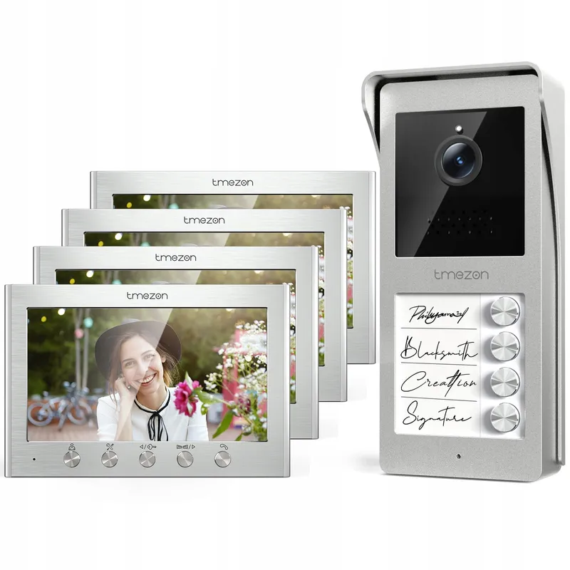 TMEZON Video-intercom 4-Gezinnen 7-Inch Monitor Camera HD 2-Weg Audio — foto 1