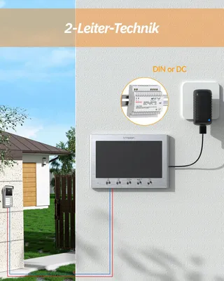TMEZON Video-intercom 4-Gezinnen 7-Inch Monitor Camera HD 2-Weg Audio — miniatuur 8