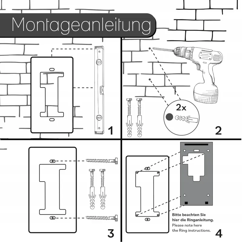 ISECUR Stalen Afdekplaat Ring Video-deurbel 2 3 Plus 4 Gen 2024 140x175mm — foto 3