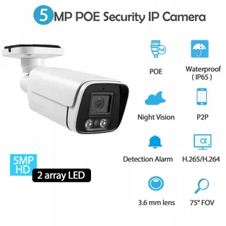 REVODATA IP Camera 5MP POE IP65 Waterdicht 3,6mm IR Bewegingsdetectie — miniatuur 2