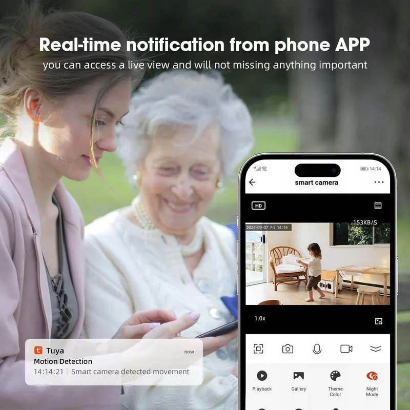 XNY WLAN Bewakingscamera 2MP 1080P Pan Tilt Tuya Smart Life Audio — foto 4