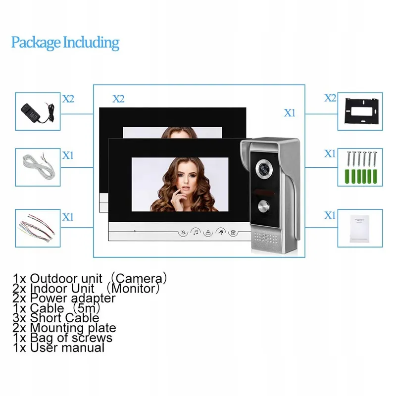 DIGINEX HFeng Video-intercom 2 Monitoren 7 Inch Nachtzicht — foto 8