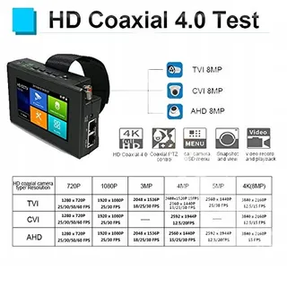 POMIACAM Cameratester Monitor 4K IP WiFi PoE 4 Inch 8MP 12V — miniatuur 5