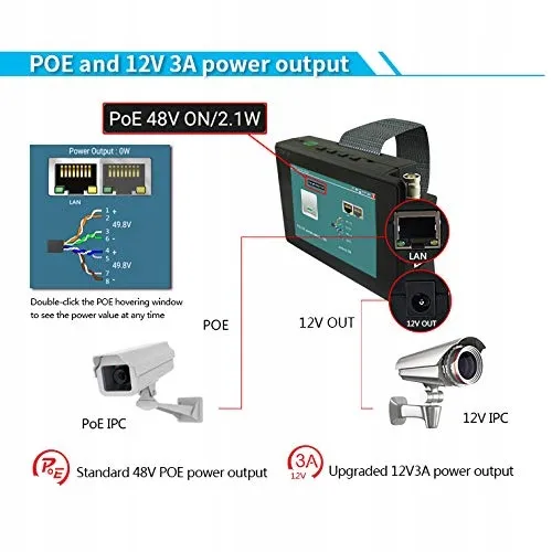 POMIACAM Cameratester Monitor 4K IP WiFi PoE 4 Inch 8MP 12V — foto 6