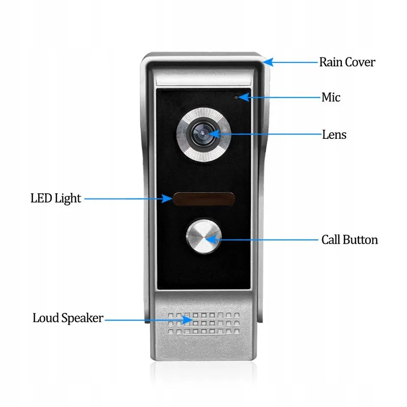 HFENG Video-Deurintercom 7 Inch Display Deurbel Nachtzicht 100m — foto 6