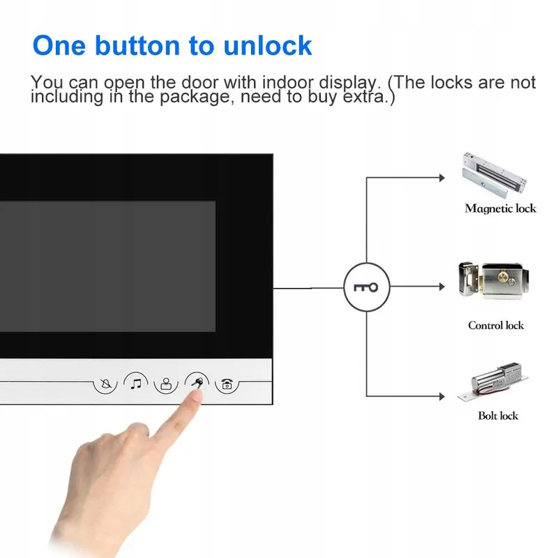 HFENG Video-Deurintercom 7 Inch Display Deurbel Nachtzicht 100m — foto 4