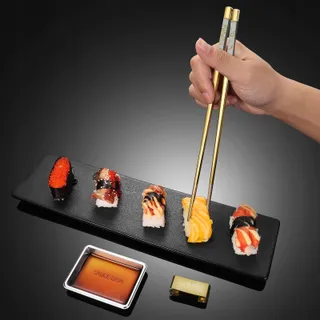 METALL Gouden Eetstokjes RVS 4 Paar Cadeauset — miniatuur 4