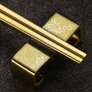 METALL Gouden Eetstokjes RVS 4 Paar Cadeauset — miniatuur 6