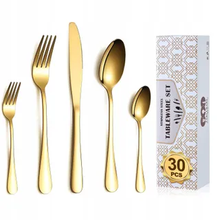 MERECHO Bestekset 6 Personen Goud RVS Vaatwasserbestendig — miniatuur 1