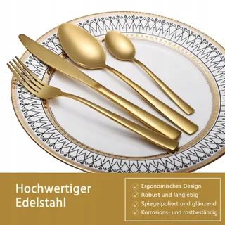 OTTO KONIG Bestekset 24-delig Goud RVS 6 Personen — miniatuur 6