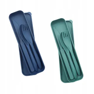 CATELL Reisbestek Set 2 Stuks met Etui Camping Kunststof — miniatuur 1