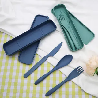 CATELL Reisbestek Set 2 Stuks met Etui Camping Kunststof — miniatuur 3