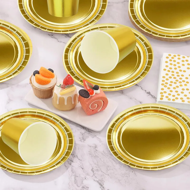 METALL Gouden Wegwerpservies Set 69 Stuks — foto 5