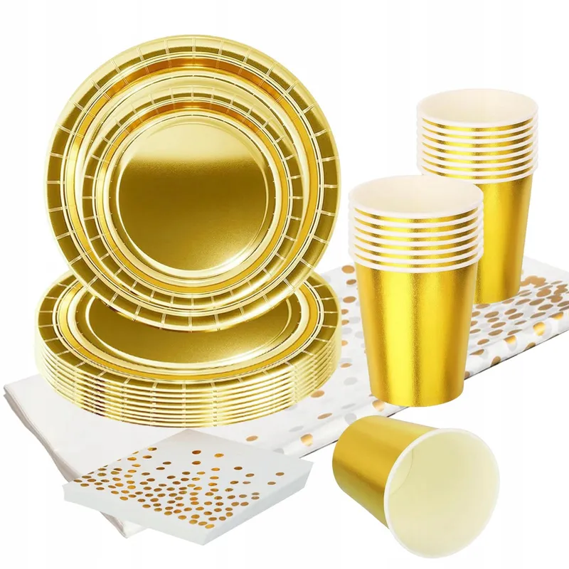 METALL Gouden Wegwerpservies Set 69 Stuks — foto 1