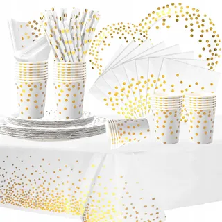 COLANANA Kinderfeestservies Wit-Goud 16 Gasten — miniatuur 1