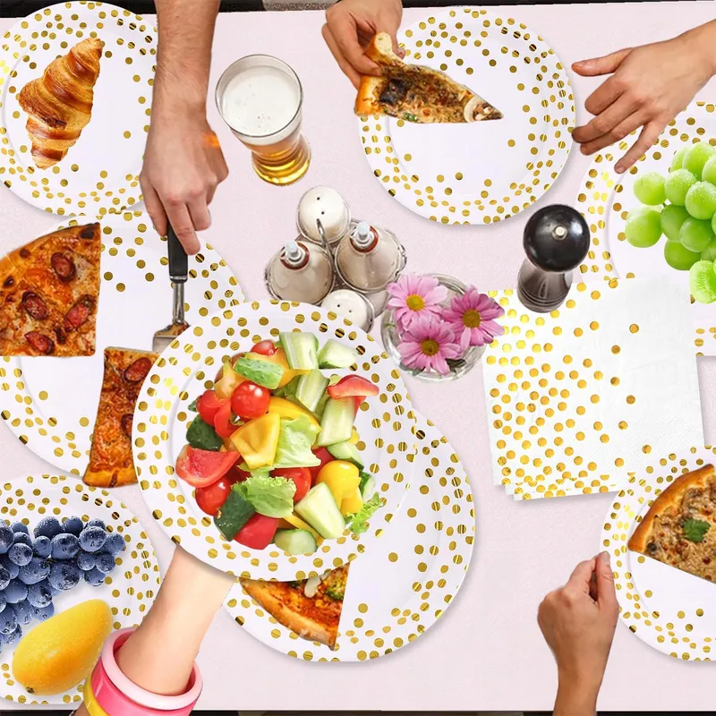 COLANANA Kinderfeestservies Wit-Goud 16 Gasten — foto 5