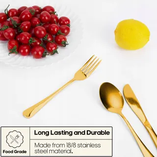 QUATISH Campingbestekset 5-delig Roestvrij Staal Gouden Etui — miniatuur 3