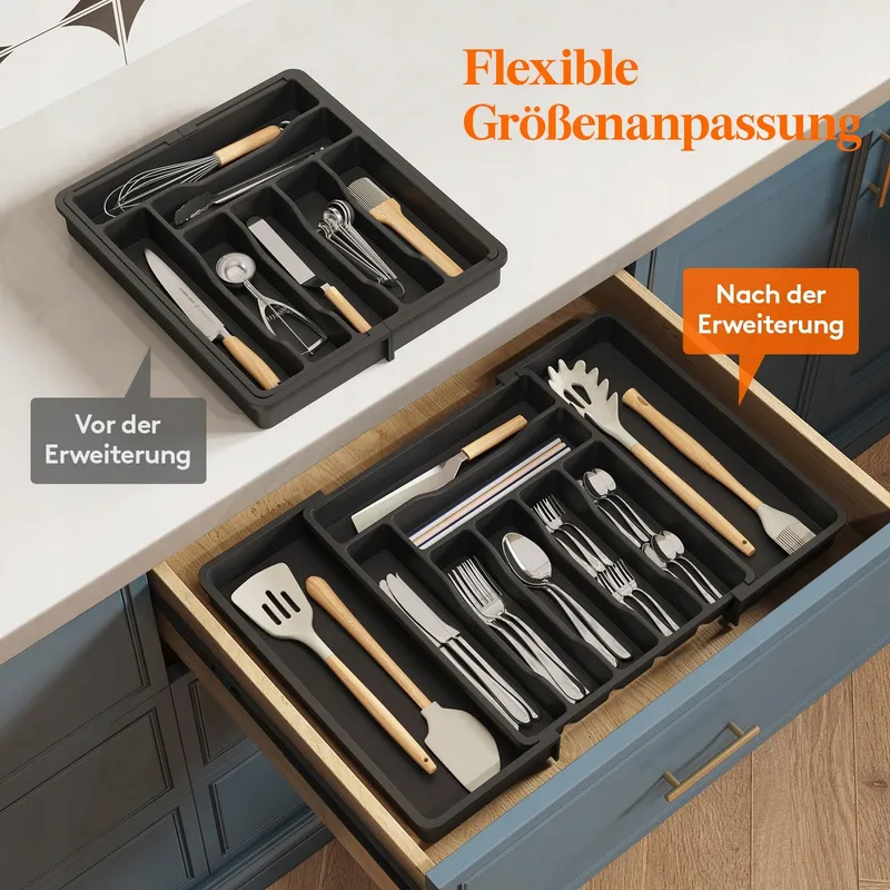 LIFEWIT Verstelbare Bestekbak Lade 33-57cm Zwart — foto 7