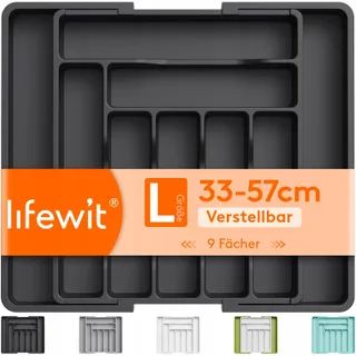 LIFEWIT Verstelbare Bestekbak Lade 33-57cm Zwart