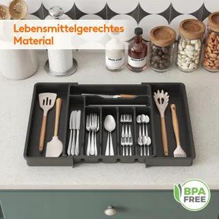 LIFEWIT Verstelbare Bestekbak Lade 33-57cm Zwart — miniatuur 9