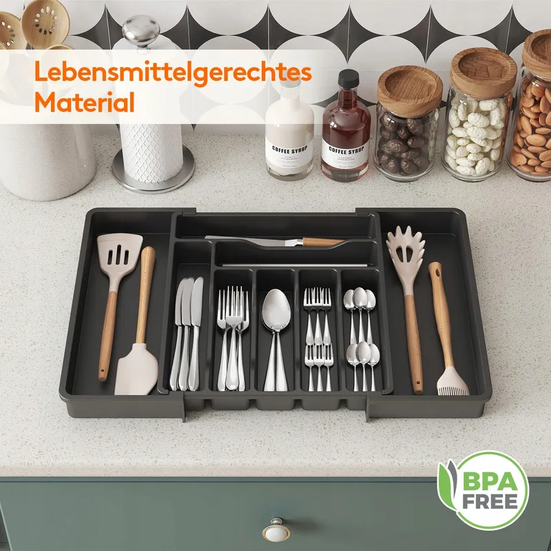 LIFEWIT Verstelbare Bestekbak Lade 33-57cm Zwart — foto 9