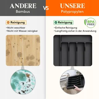 LIFEWIT Verstelbare Bestekbak Lade 33-57cm Zwart — miniatuur 5