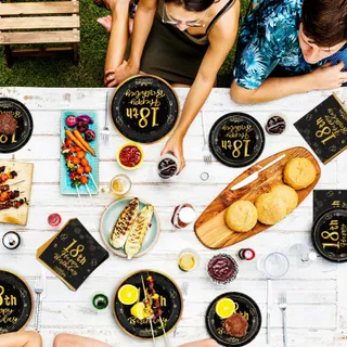 PARTY GO Verjaardagsservies Zwart Goud Voor 24 Personen 96-delig — miniatuur 6